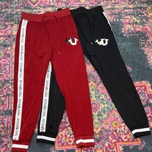 True Religion Men’s Red and Black Sweatpants